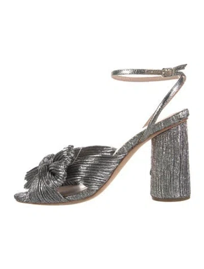 Pre-owned Loeffler Randall Bow Accents Sandals In Metallic/silver