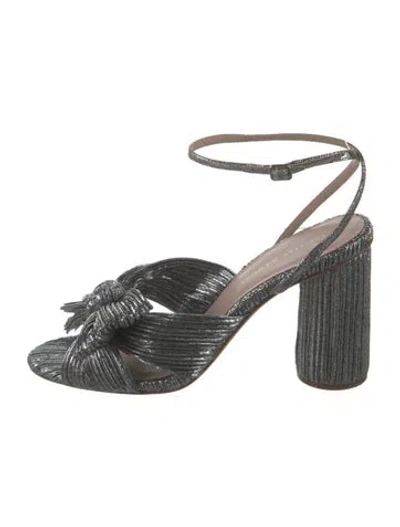 Pre-owned Loeffler Randall Bow Accents Sandals In Metallic/silver