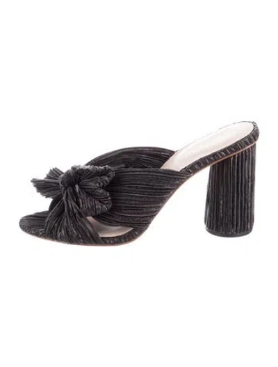Pre-owned Loeffler Randall Bow Accents Slides In Black