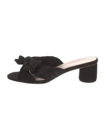 Pre-owned Loeffler Randall Bow Accents Slides In Black
