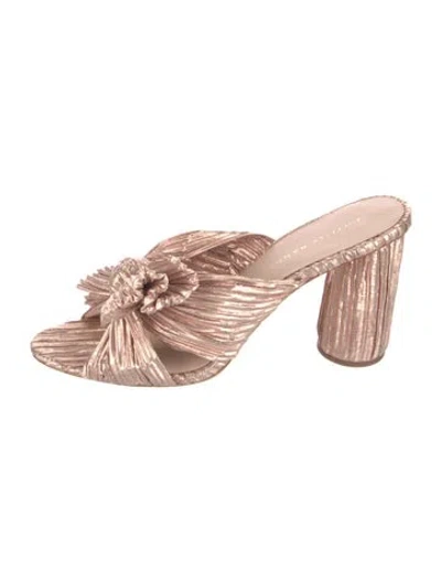 Pre-owned Loeffler Randall Bow Accents Slides In Gold