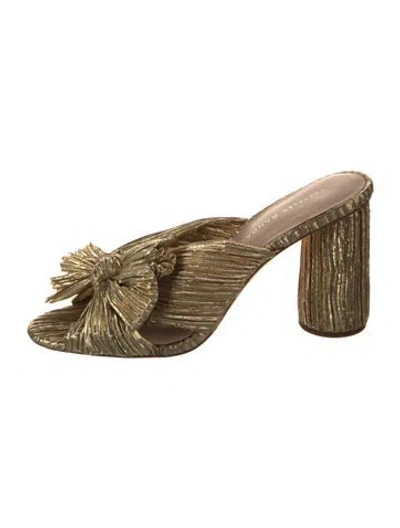 Pre-owned Loeffler Randall Bow Accents Slides In Gold