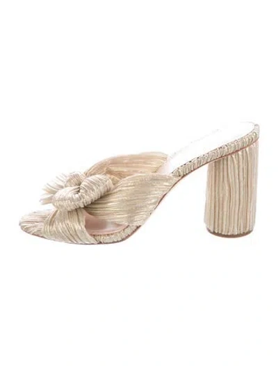 Pre-owned Loeffler Randall Bow Accents Slides In Gold