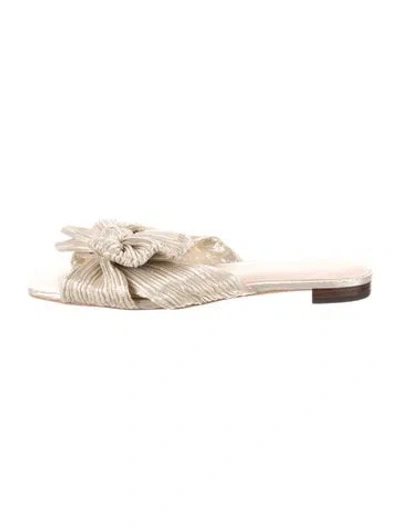 Pre-owned Loeffler Randall Bow Accents Slides In Gold