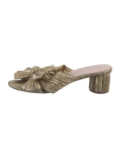 Pre-owned Loeffler Randall Bow Accents Slides In Gold/metallic