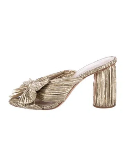 Pre-owned Loeffler Randall Bow Accents Slides In Gold/metallic
