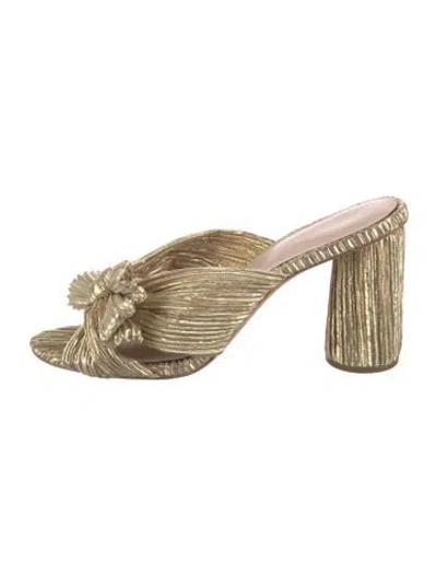Pre-owned Loeffler Randall Bow Accents Slides In Gold/metallic