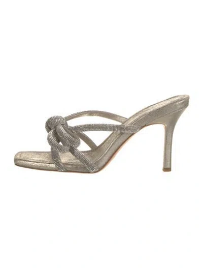 Pre-owned Loeffler Randall Bow Accents Slides In Gray
