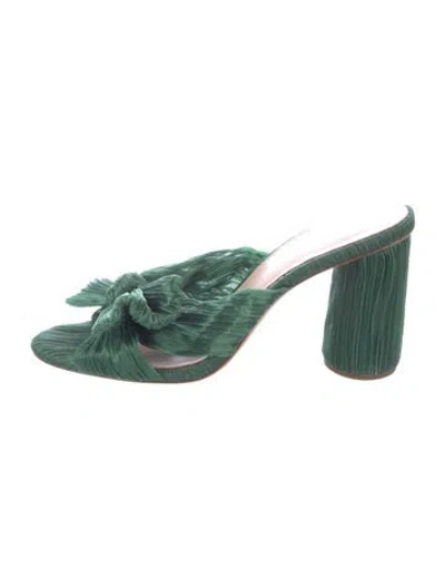 Pre-owned Loeffler Randall Bow Accents Slides In Green