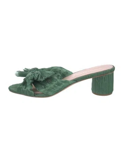 Pre-owned Loeffler Randall Bow Accents Slides In Green