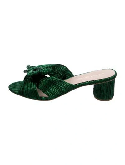 Pre-owned Loeffler Randall Bow Accents Slides In Green/metallic