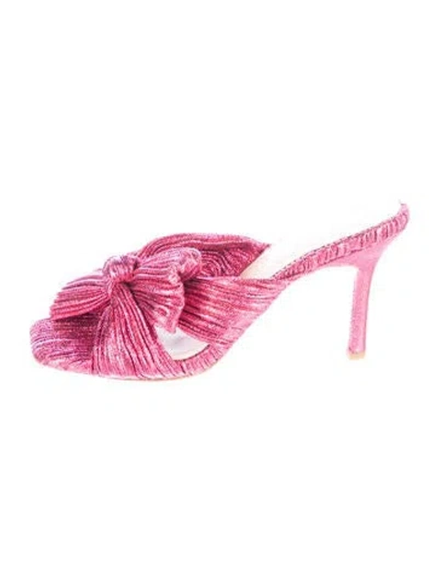 Pre-owned Loeffler Randall Bow Accents Slides In Metallic/pink