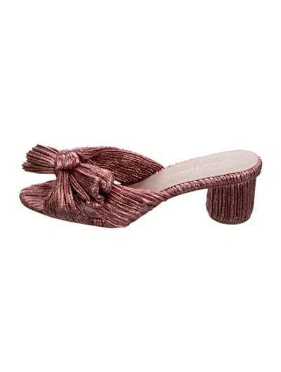 Pre-owned Loeffler Randall Bow Accents Slides In Metallic/pink