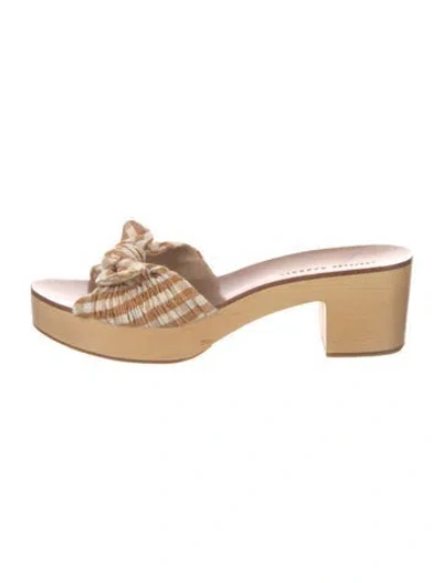 Pre-owned Loeffler Randall Bow Accents Slides In Neutral
