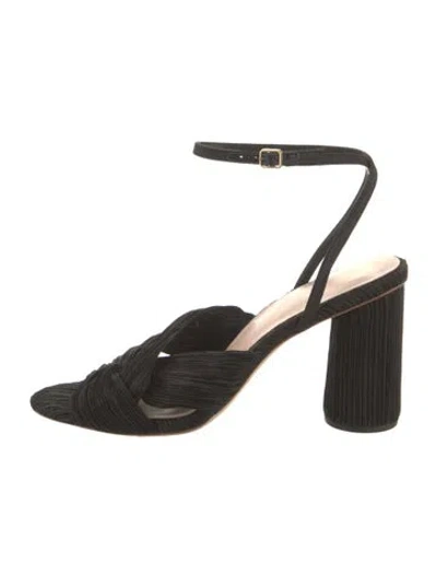 Pre-owned Loeffler Randall Bow Accents Slingback Sandals In Black