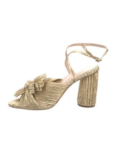 Pre-owned Loeffler Randall Bow Accents Slingback Sandals In Gold
