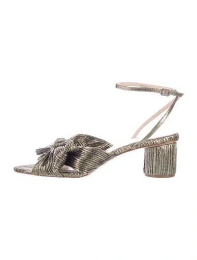 Pre-owned Loeffler Randall Bow Accents Slingback Sandals In Gold/metallic