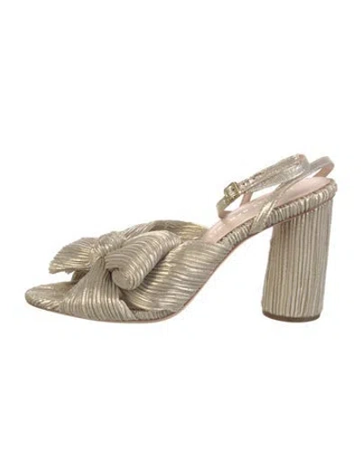 Pre-owned Loeffler Randall Bow Accents Slingback Sandals In Silver