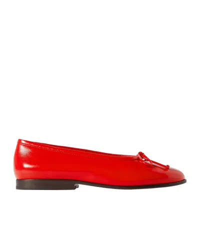 Loeffler Randall Noelle Bow-detailed Patent-leather Ballet Flats In Red