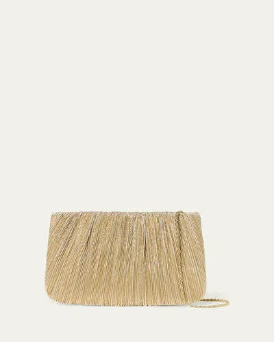 Loeffler Randall Brit Pleated Lame Clutch Bag In Gold