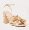 Loeffler Randall Camellia Pleated Bow Heel With Ankle Strap In Gold
