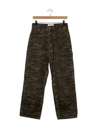Pre-owned Loeffler Randall Camouflage Print Straight Leg Pants In Green