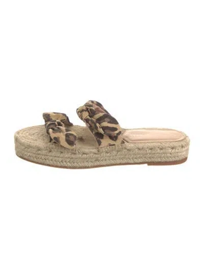 Pre-owned Loeffler Randall Canvas Animal Print Espadrilles In Brown
