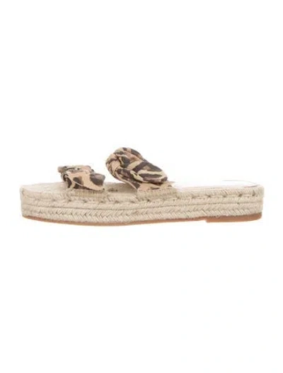 Pre-owned Loeffler Randall Canvas Animal Print Espadrilles In Brown