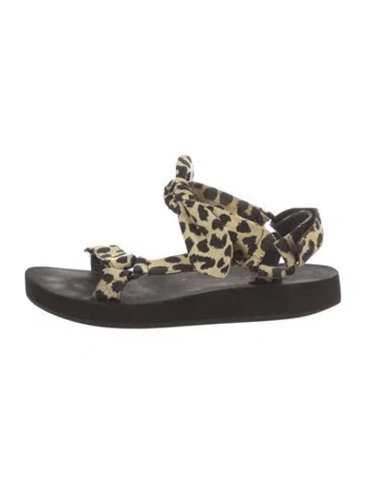 Pre-owned Loeffler Randall Canvas Animal Print Sandals In Multi