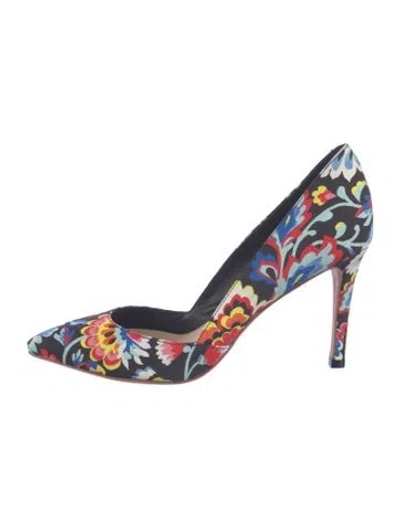 Pre-owned Loeffler Randall Canvas Floral Print Pumps In Blue