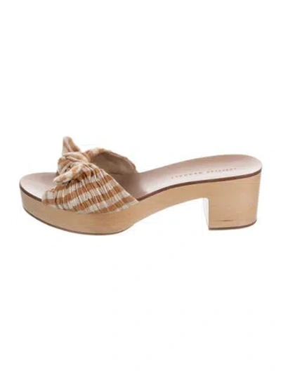 Pre-owned Loeffler Randall Canvas Plaid Print Sandals In Neutrals/white