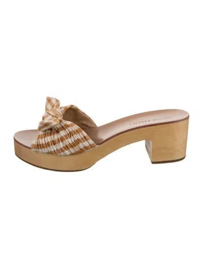 Pre-owned Loeffler Randall Canvas Plaid Print Slides In Gold