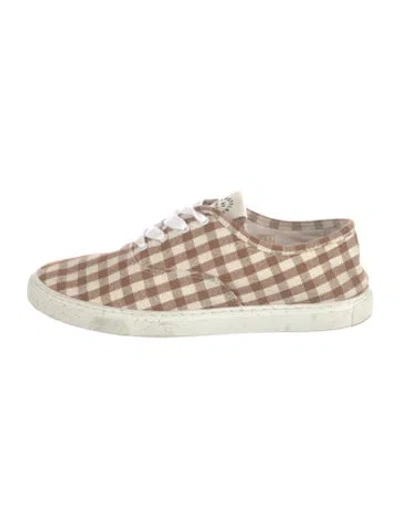 Pre-owned Loeffler Randall Canvas Plaid Print Sneakers In Brown