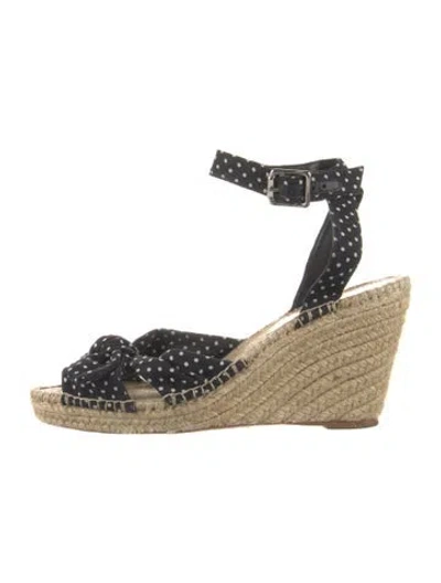 Pre-owned Loeffler Randall Canvas Polka Dot Print Espadrilles In Black