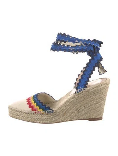 Pre-owned Loeffler Randall Canvas Scalloped Accent Pumps In Neutrals