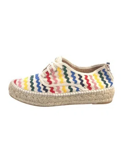 Pre-owned Loeffler Randall Canvas Striped Espadrilles In Blue/red/white