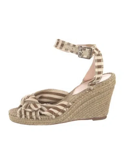 Pre-owned Loeffler Randall Canvas Striped Espadrilles In Brown