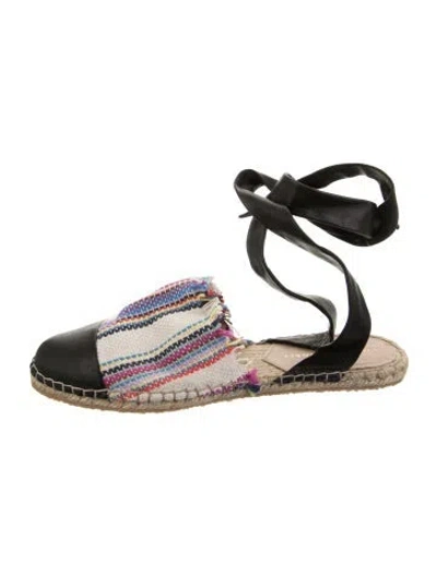 Pre-owned Loeffler Randall Canvas Striped Espadrilles In Neutrals