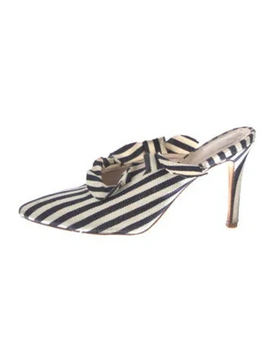 Pre-owned Loeffler Randall Canvas Striped Mules In Neutral