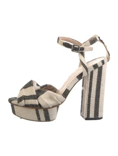 Pre-owned Loeffler Randall Canvas Striped Sandals