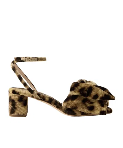 Loeffler Randall Carmen Bow-embellished Leopard-print Velvet Sandals In Purple