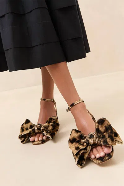 Loeffler Randall Carmen Mid Heel Bow Sandal In Leopard
