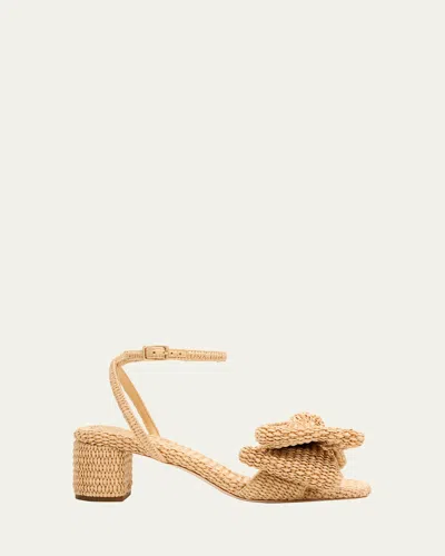 Loeffler Randall Carmen Woven Bow Ankle-strap Sandals In Natural