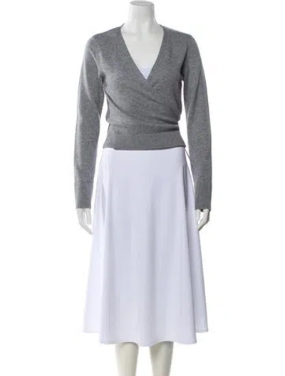 Pre-owned Loeffler Randall Cashmere V-neck Sweater In Gray
