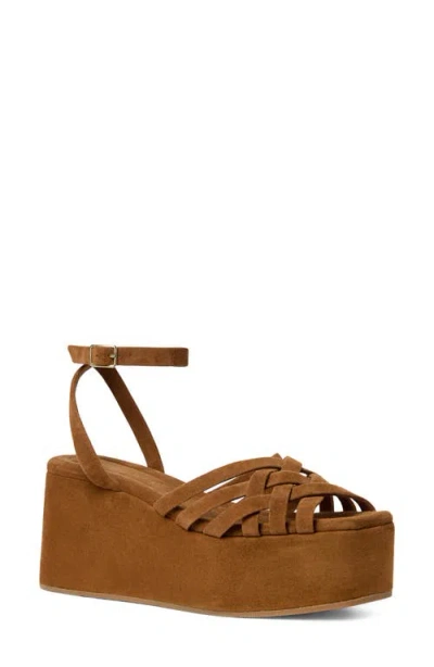 Loeffler Randall Channing Ankle Strap Platform Wedge Sandal In Brown