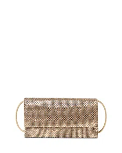 LOEFFLER RANDALL CHARLEE GOLD-TONE CRYSTAL MESH FLAP CLUTCH