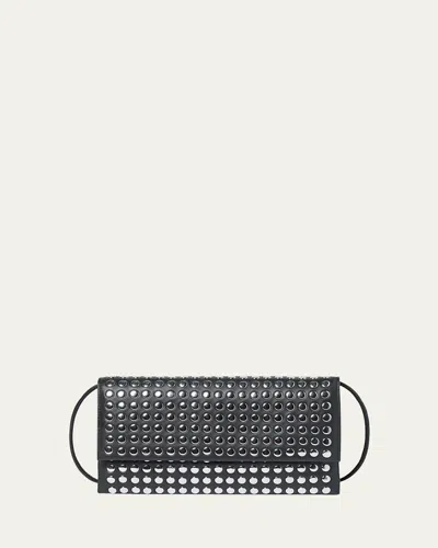 Loeffler Randall Charlee Studded Flap Leather Shoulder Bag In Blacksilver