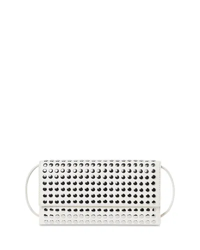Loeffler Randall Charlee Studded Leather Shoulder Bag In Ecru/silver