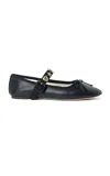 Loeffler Randall Chiara Leather Mary Jane Flats In Black/gold