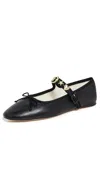 Loeffler Randall Chiara Leather Mary Jane Flats In Black/gold